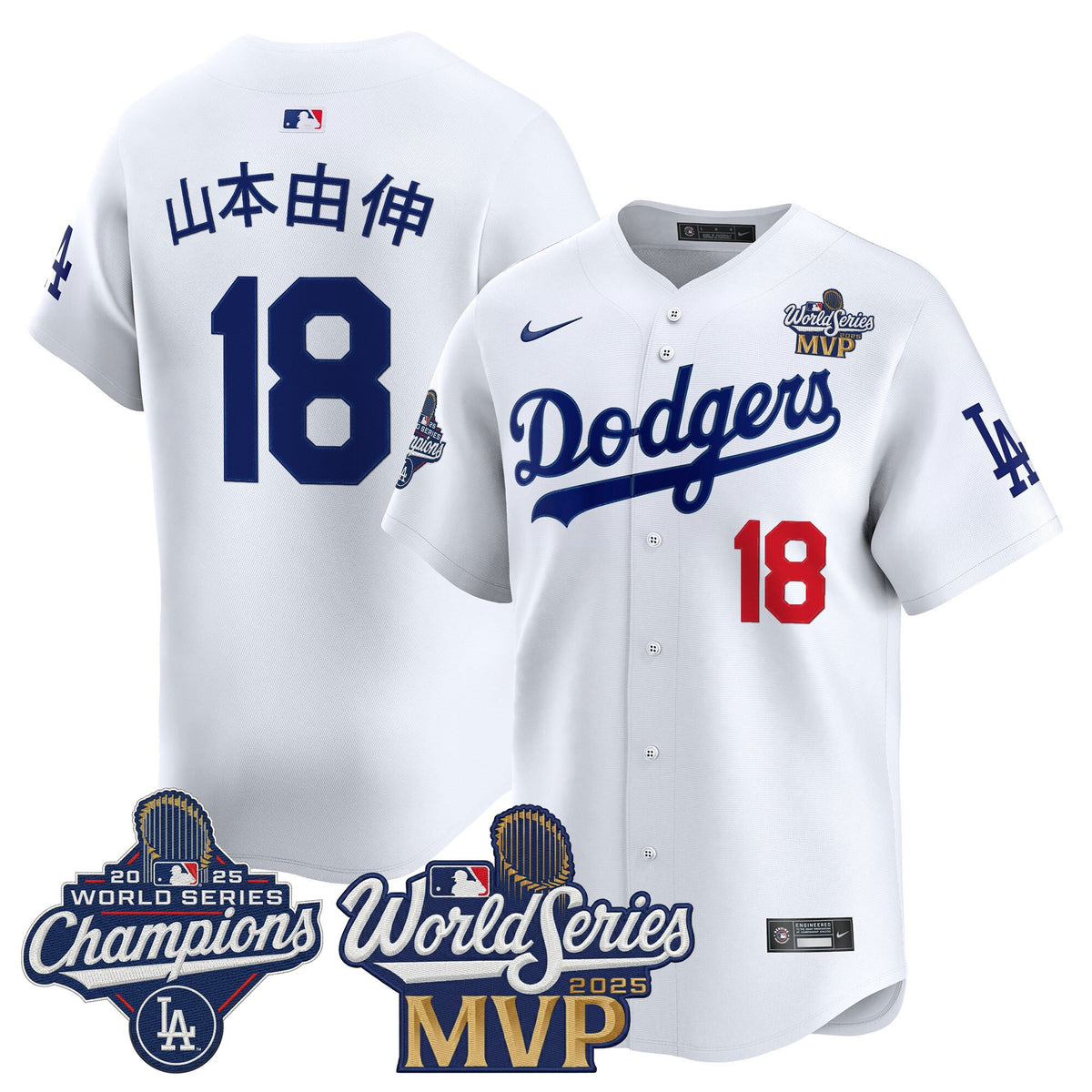 #18 Yoshinobu Yamamoto 2025 World Series MVP Vapor Premier Limited Jersey - All Stitched