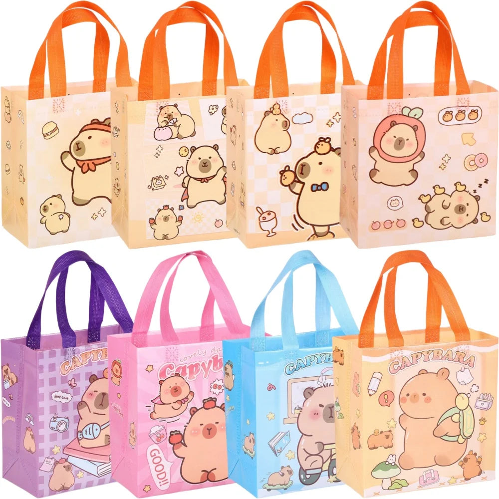 10/20/30Pcs Capybara Theme Non-woven Fabric Handbags Cute Gift Packing Bags Storage for Kids Baby Shower Birthday Party Decor
